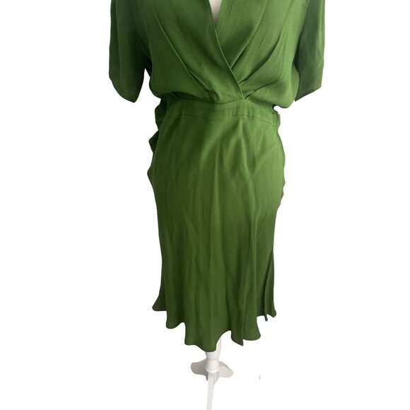 REFORMATION Green Zip Short Sleeve Dress Size Large - Picture 4 of 8